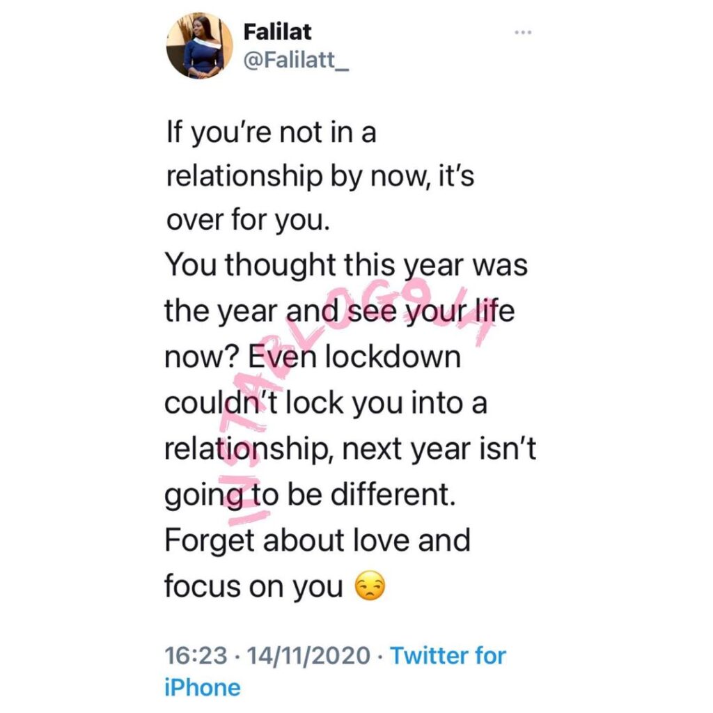 If you’re still not in a relationship, it’s over for you — Content Creator Falilat