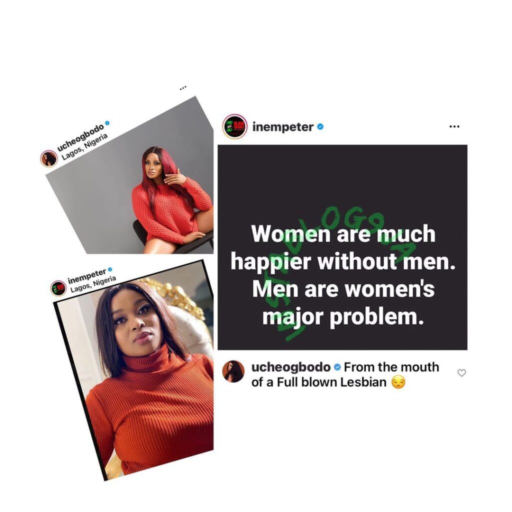 Actress Uche Ogbodo reacts to her colleague, Inem Peter’s post about women being happier without men