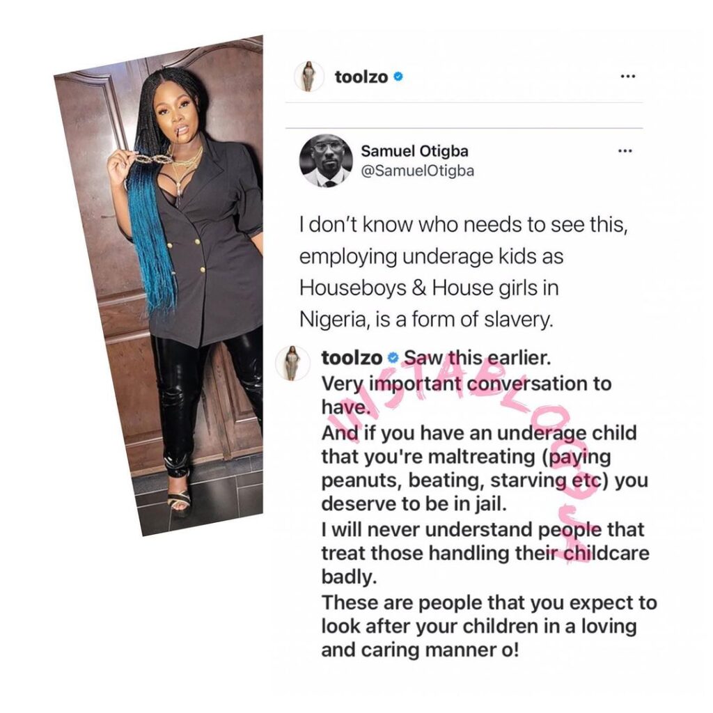 If you have an underage child that you are maltreating, you deserve to be in jail — Media personality Toolz
