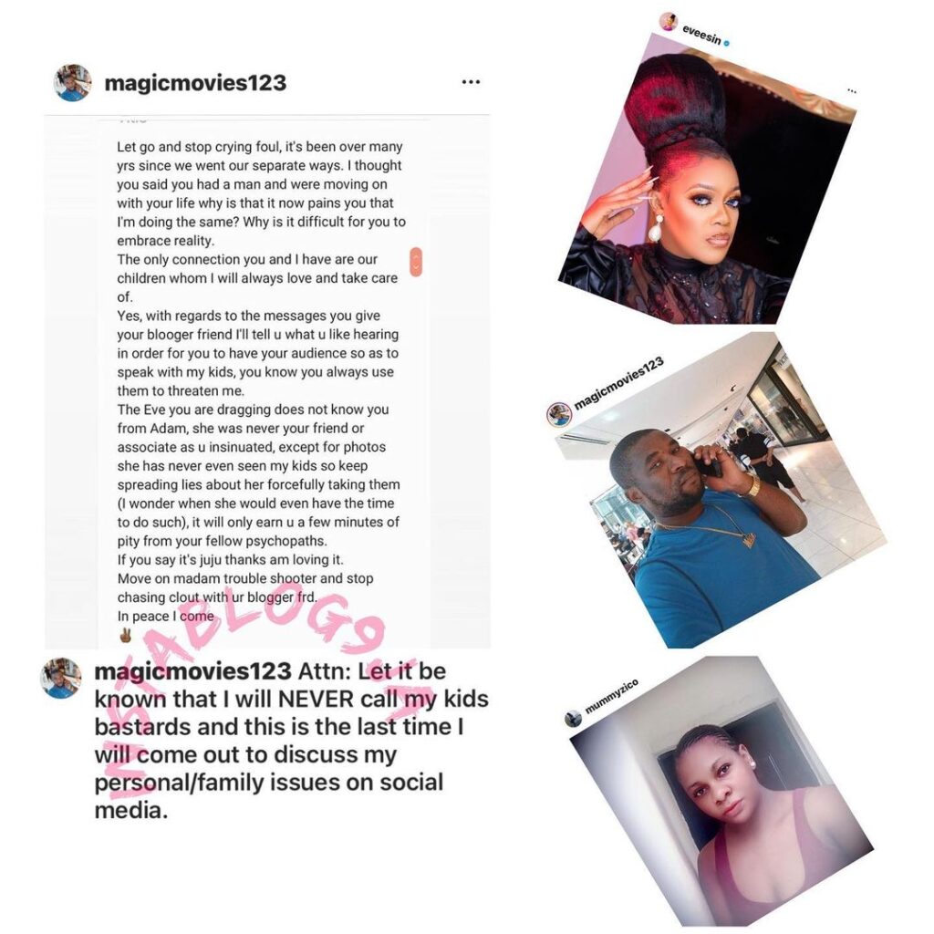 Actress Eve Esin and her fiancé react after his ex-wife called her out for allegedly destroying her home and seizing her kids [Swipe]