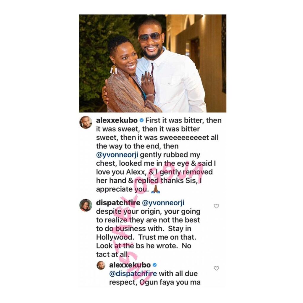 Actor Alex Ekubo fervently prays for a lady who advised Hollywood star Yvonne Orji not to have any business with Nollywood