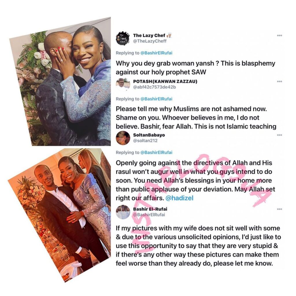 Gov. ElRufai’s son, Bashir, reacts after being dragged for posting a loved up pic with his wife