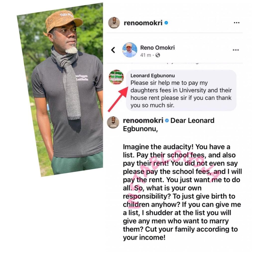 Reno Omokri slams man who begged him for money to pay daughters’ school fees and house rent