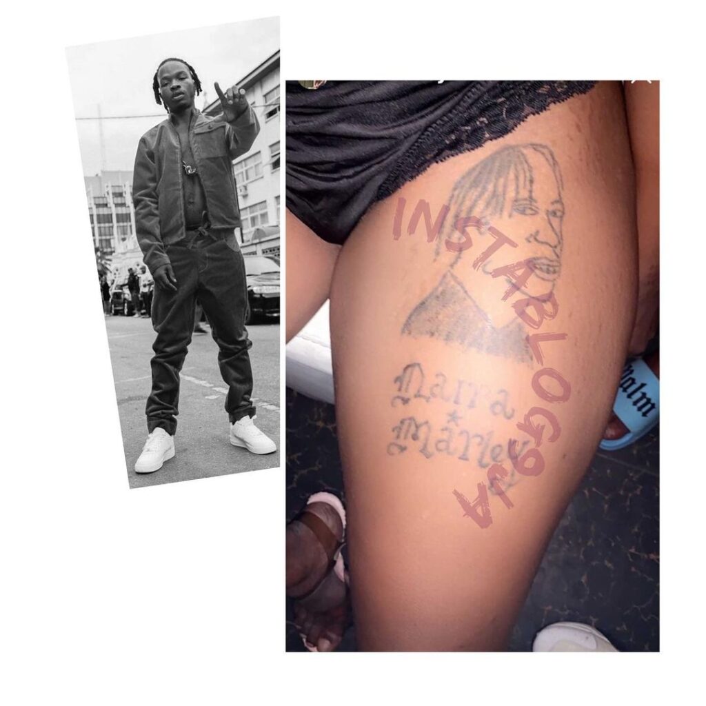 Lady tattoos singer Naira Marley on her thigh