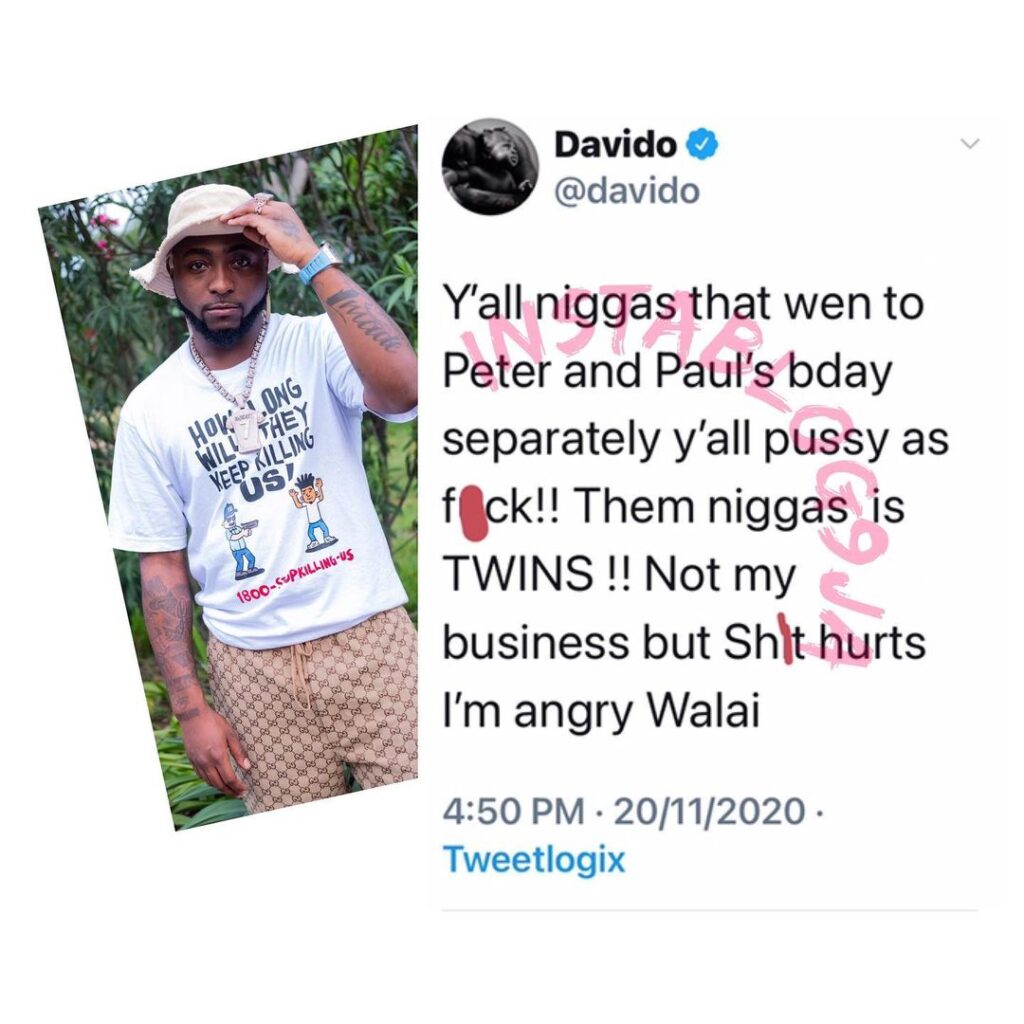 Davido lambasts those who attended Psquare’s birthday party separately