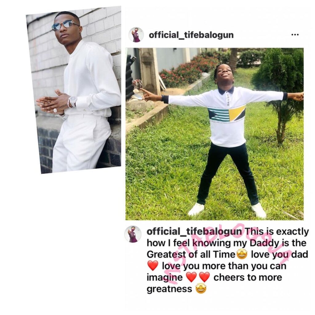 My dad is the greatest of all time — Singer Wizkid’s son, Boluwatife