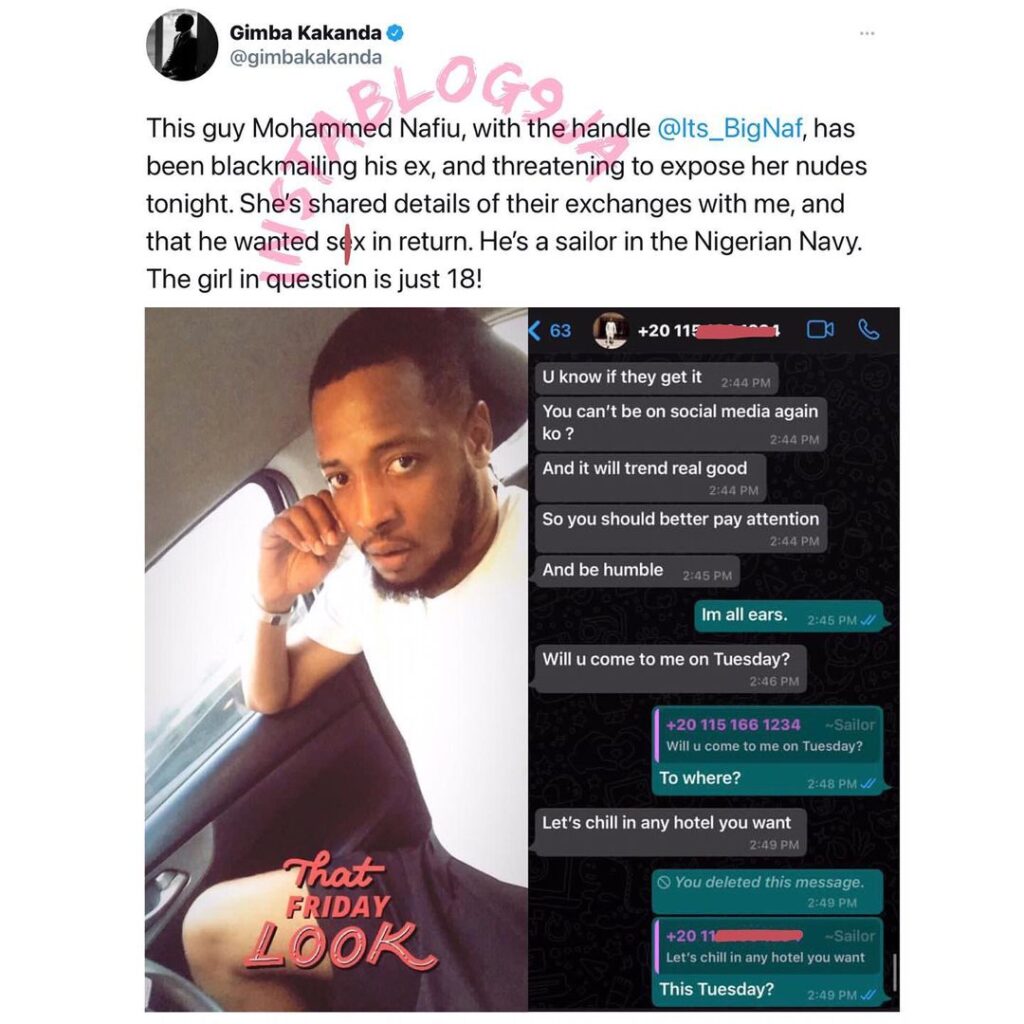 Serial blackmailer exposed after blackmailing his 18yr old ex-girlfriend with her nudes. [Swipe]