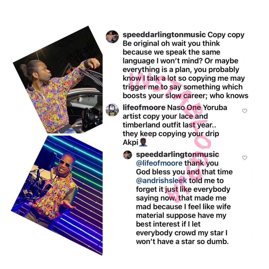 Singer SpeedDarlington calls out Paul Psquare for copying his outfit