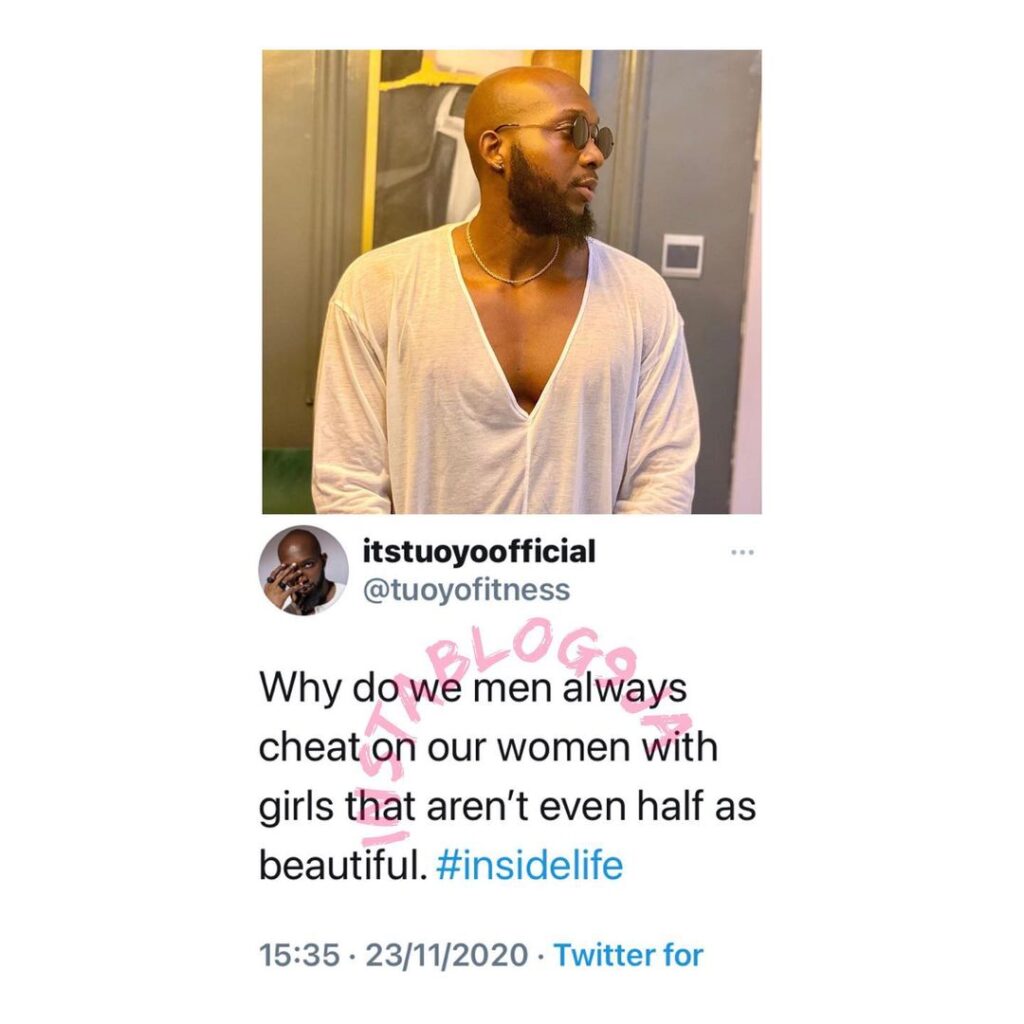 Reality Star Tuoyo ponders why men cheat on their beautiful wives with crass girls