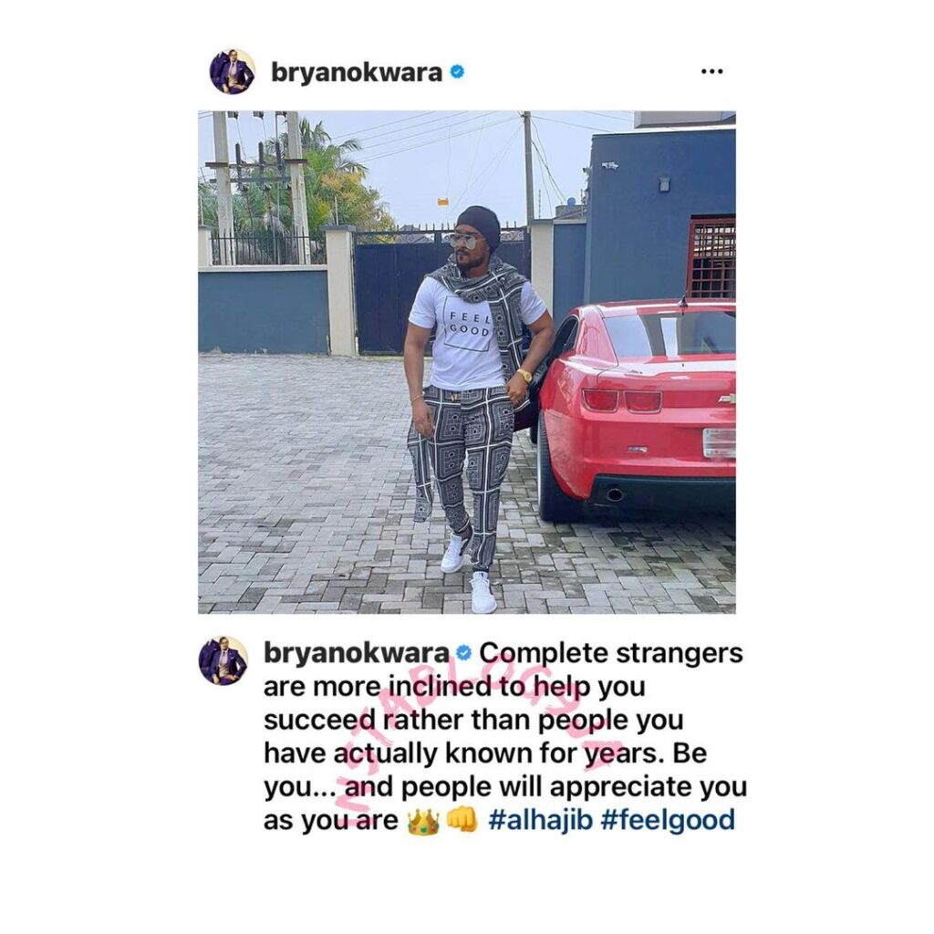 Strangers are more inclined to help you succeed rather than friends — Actor, Bryan Okwara