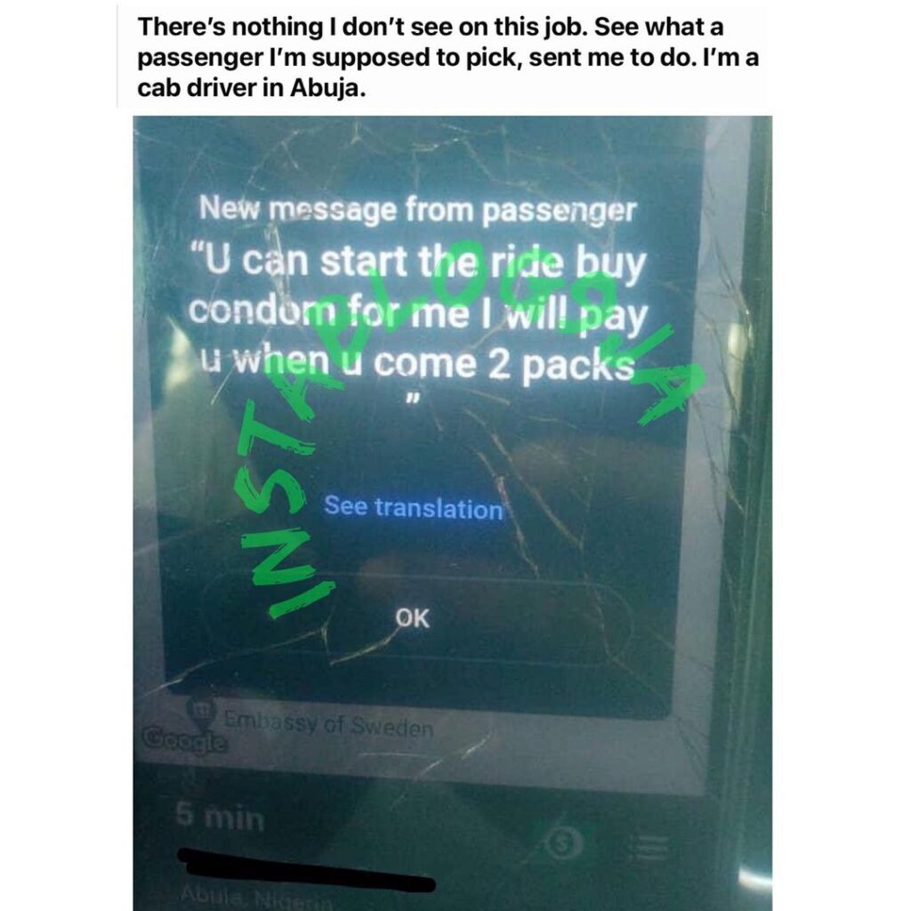 Driver receives a rare trip request to buy packs of condom for a passenger, in Abuja