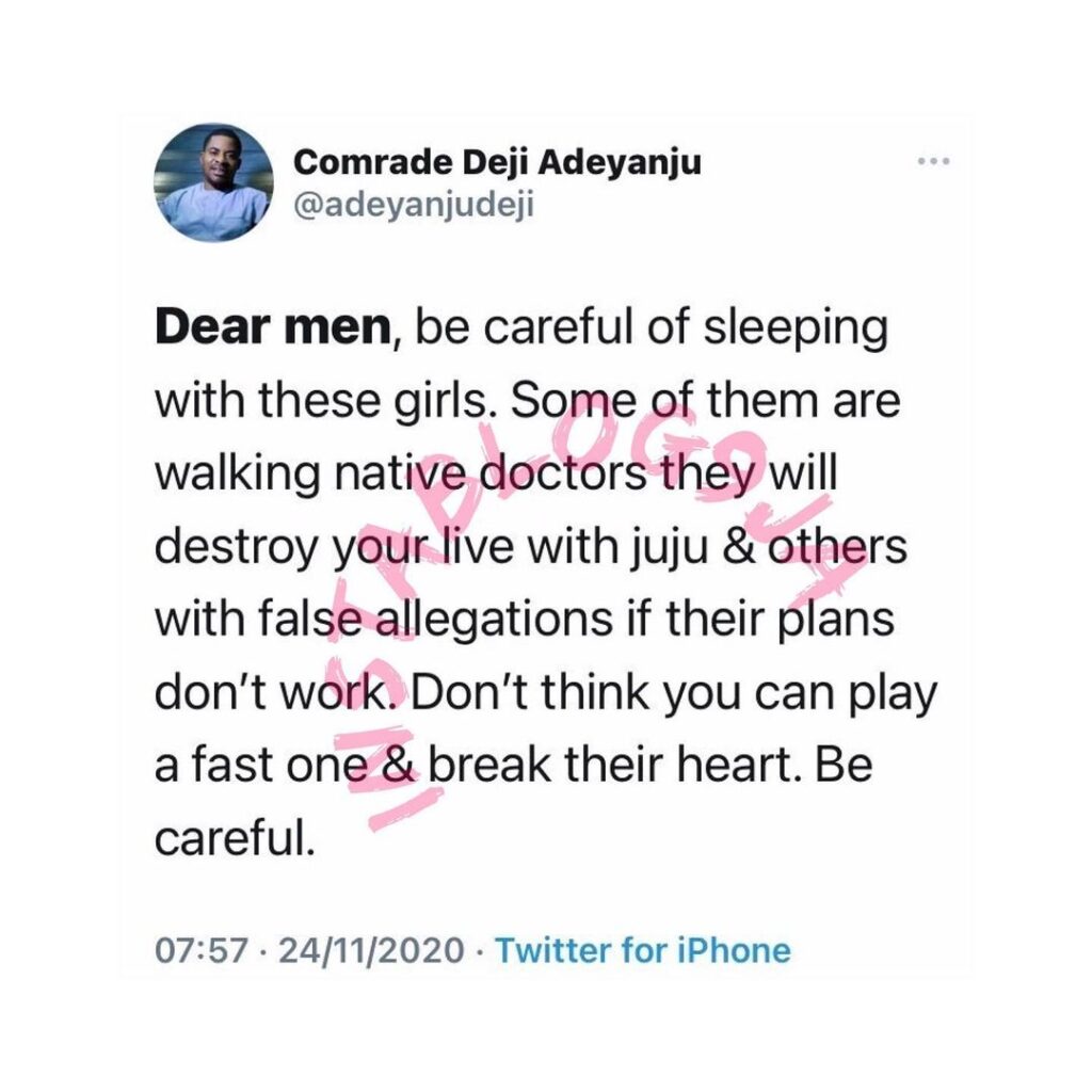 Some girls are walking native doctors. You can’t break their heart for free— Comrade Adeyanju tells men willing to listen
