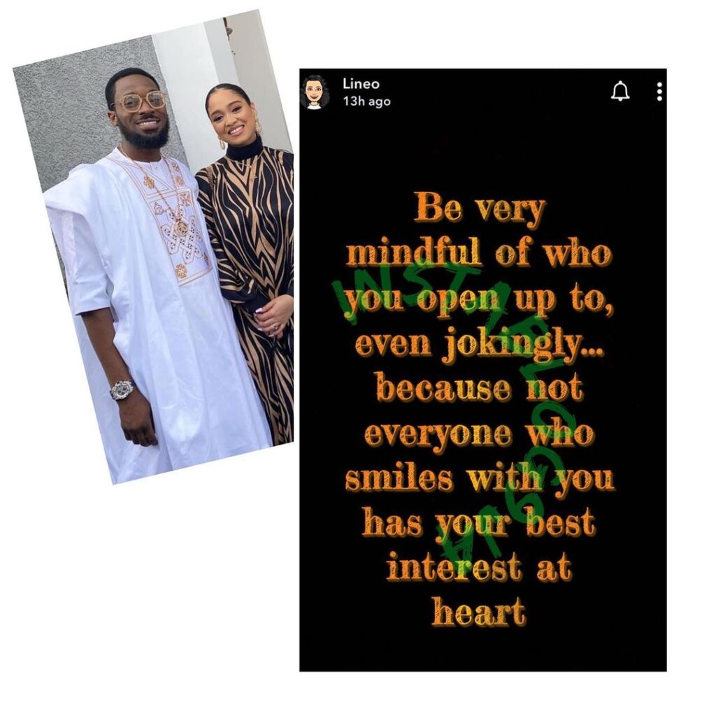 Be wary of who you open up to — Dbanj’s wife, Lineo