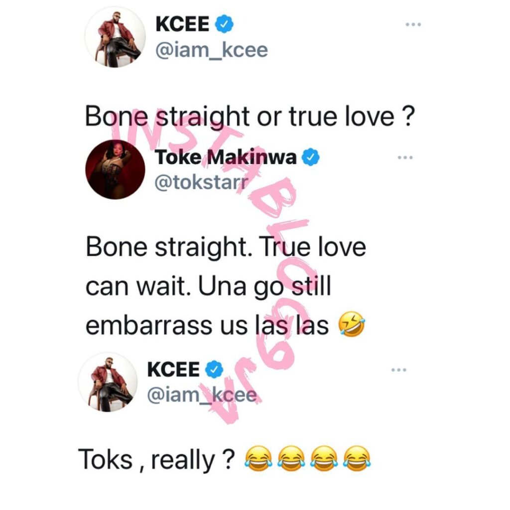 Singer Kcee in utter shock as Toke Makinwa chooses bone straight wig over true love