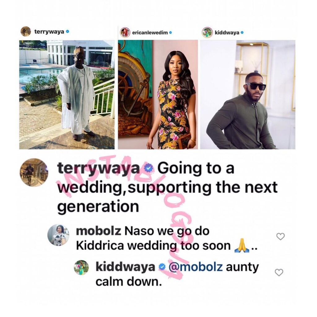 KiddWaya addresses a follower trying to speak him and Erica’s marriage into existence