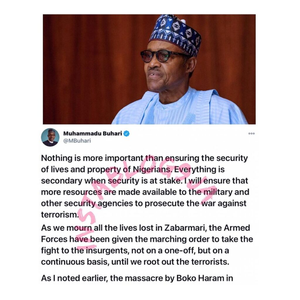 Nothing is more important than ensuring the security of lives and property of Nigerians — Pres. Buhari [Swipe]