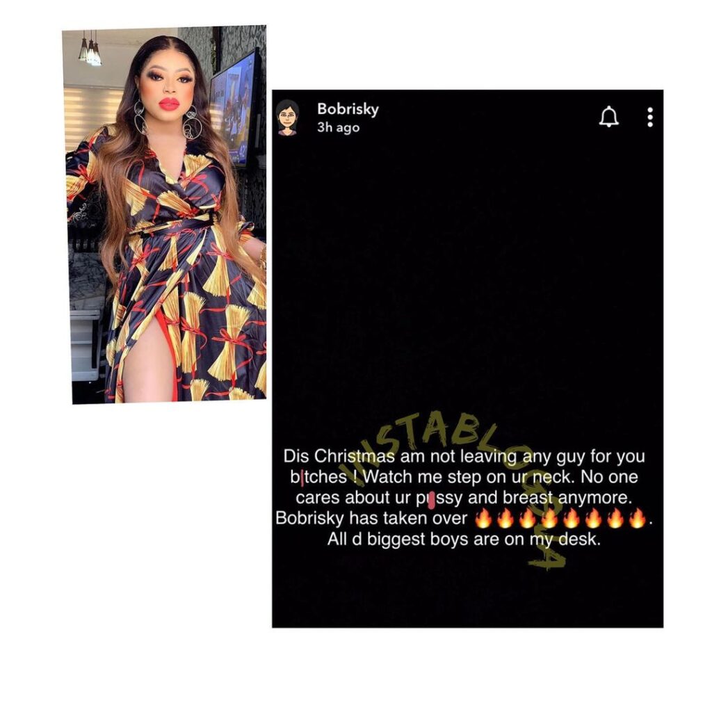 Panic as crossdresser, Ms Bobrisky, vows to leave nothing for his mates to feed on