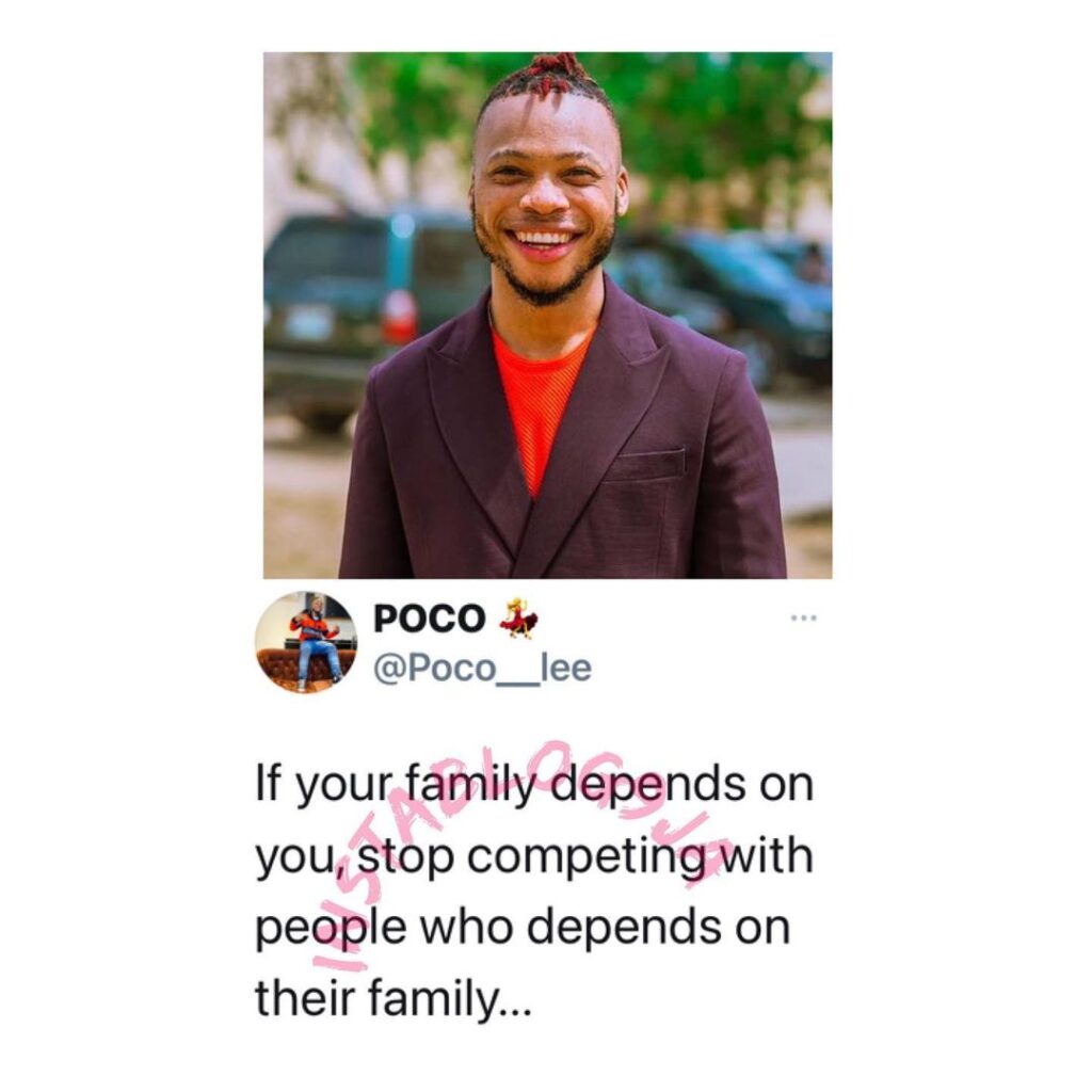 If your family depends on you, stop competing with people who depend on their family — Dancer Pokolee