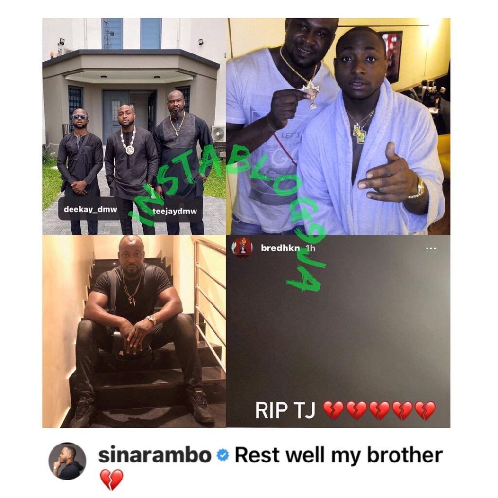 DMW in mourning mood as Davido loses his longtime personal bodyguard, TJ