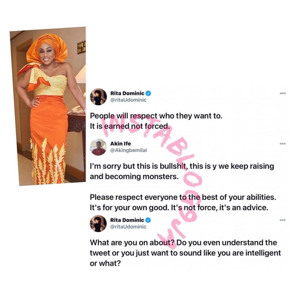 Man tackles actress Rita Dominic for saying people will respect who they want to