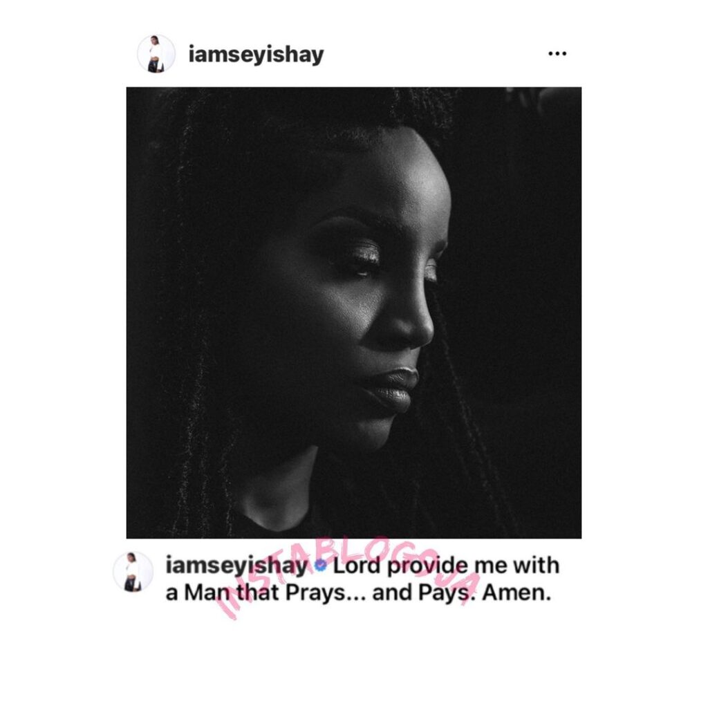 In her search for a man, Singer Seyi Shay goes spiritual