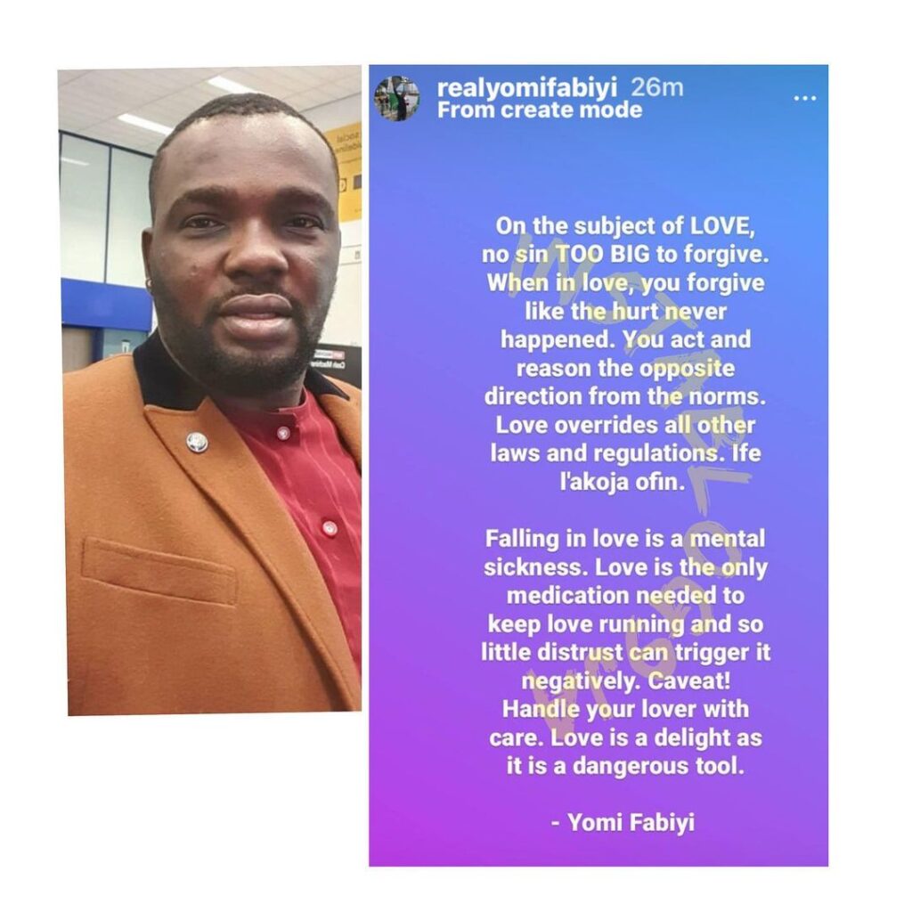 No sin is too big to forgive when in love — Actor Yomi Fabiyi