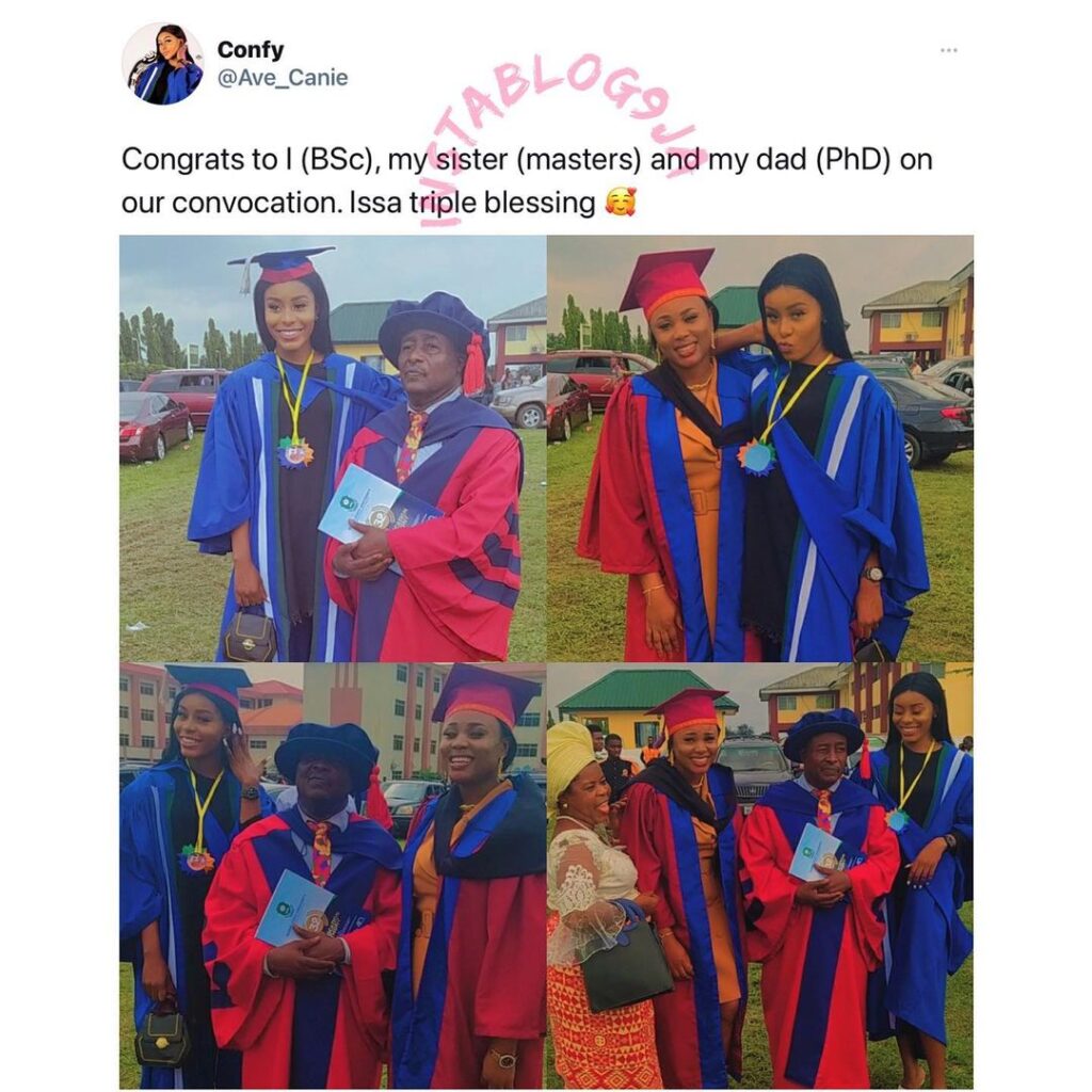 Man and his two daughters, have their convocation ceremony on the same day