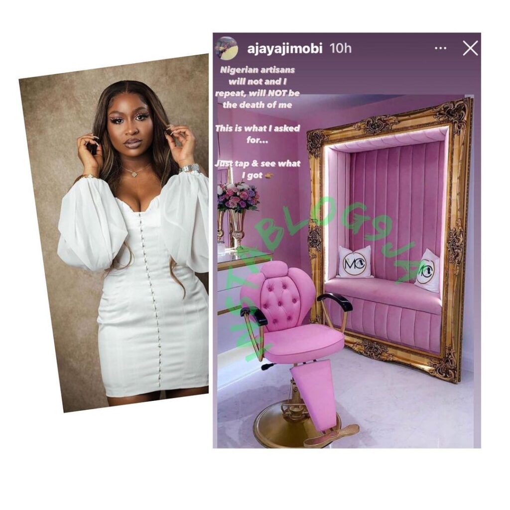 Ex Gov. Ajimobi’s daughter, Ajay, rants bitterly after a carpenter made a mess of what she ordered for N500k [Swipe]