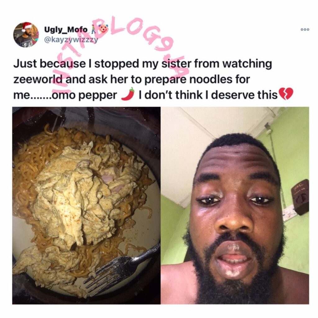 Man reveals what happened after he forced his sister to cook noodles for him