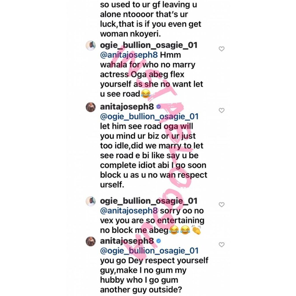 Actress Anita Joseph slams troll who told her to give her husband ‘breathing space’ [Swipe]