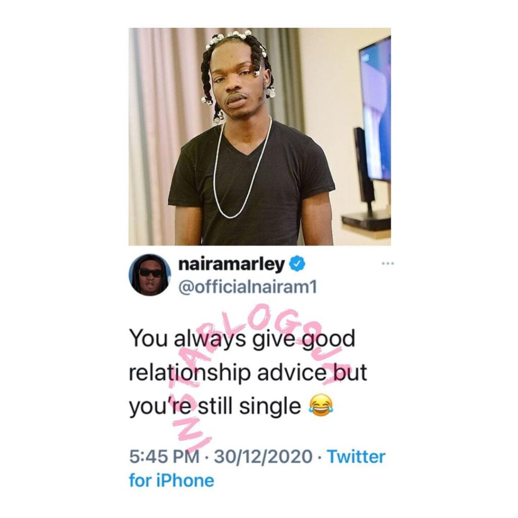 Singer Naira Marley shades relationship advisers