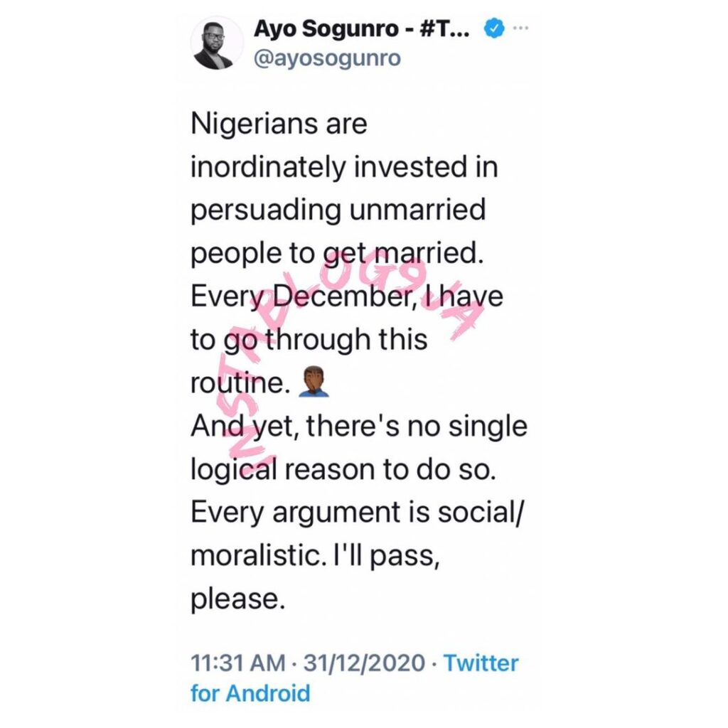 There is no single logical reason to get married — Barrister Sogunro