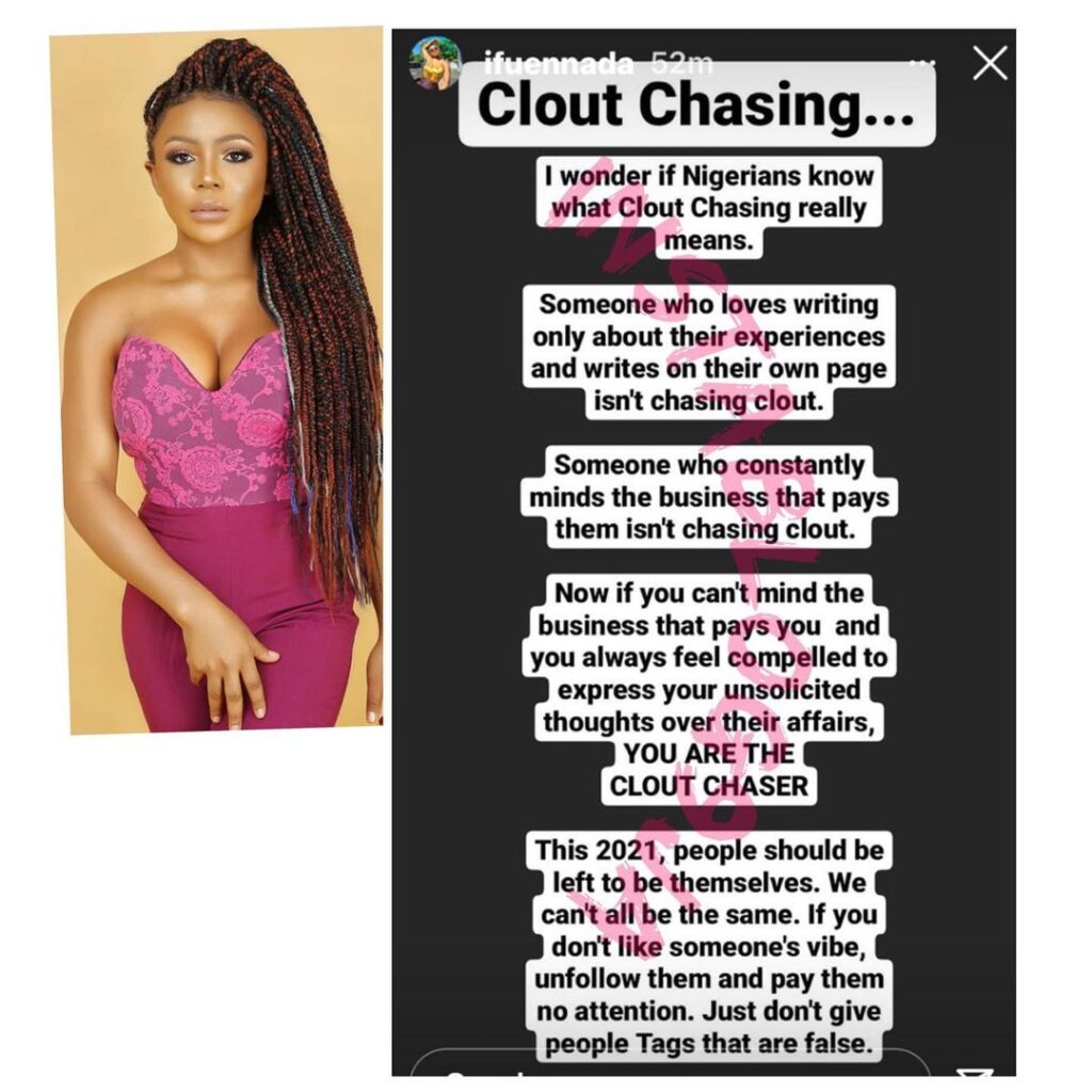 Nigerians don’t know what clout chasing means, that’s why they think I’m a clout chaser — Reality TV Star, Ifu Ennada [Swipe]