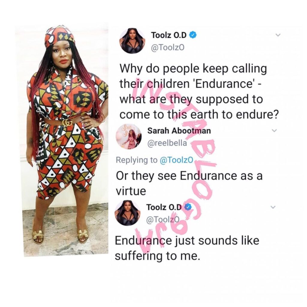 OAP ToolzO questions those who name their child “Endurance”