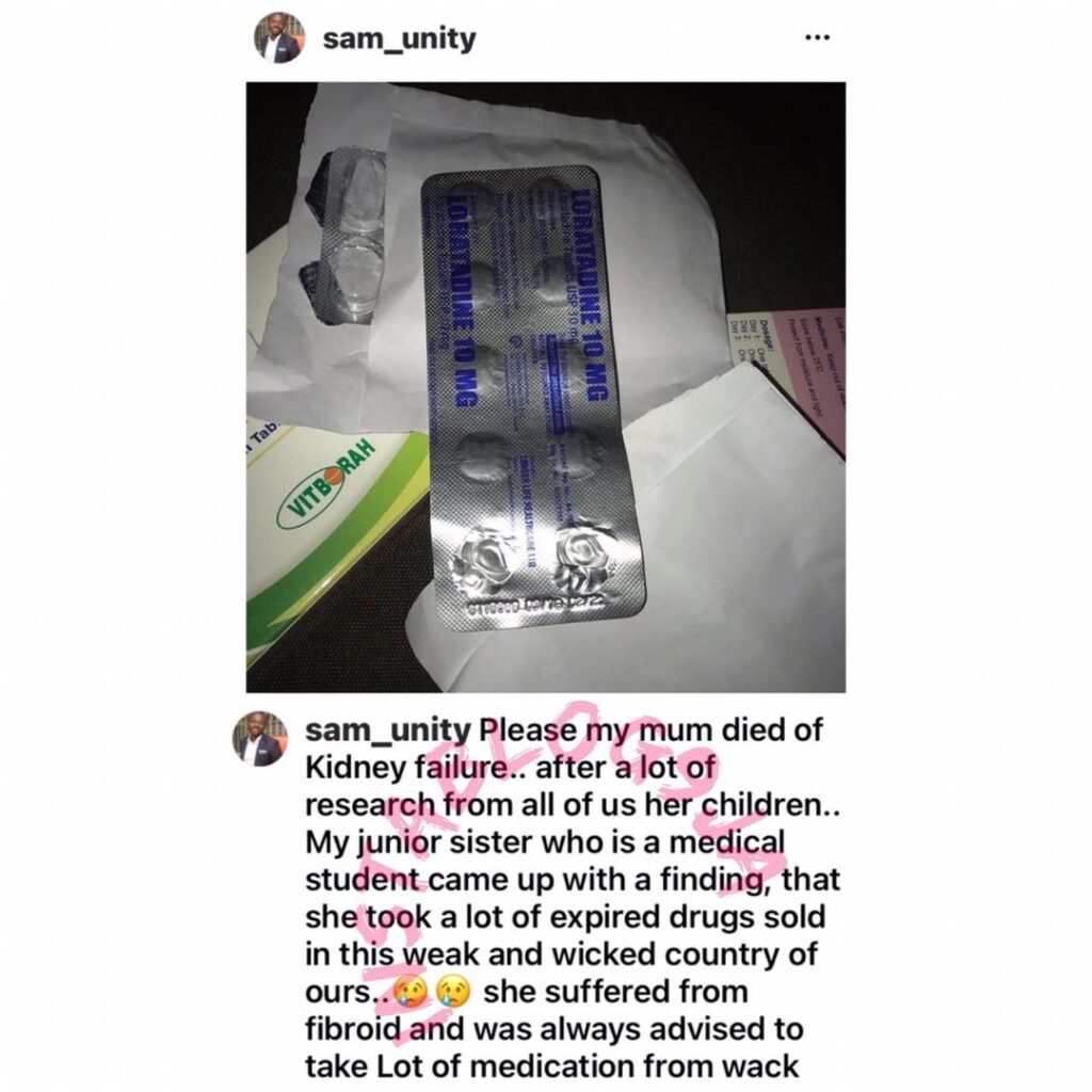 Man raises awareness after expired drugs killed his mom in Enugu State [Swipe]