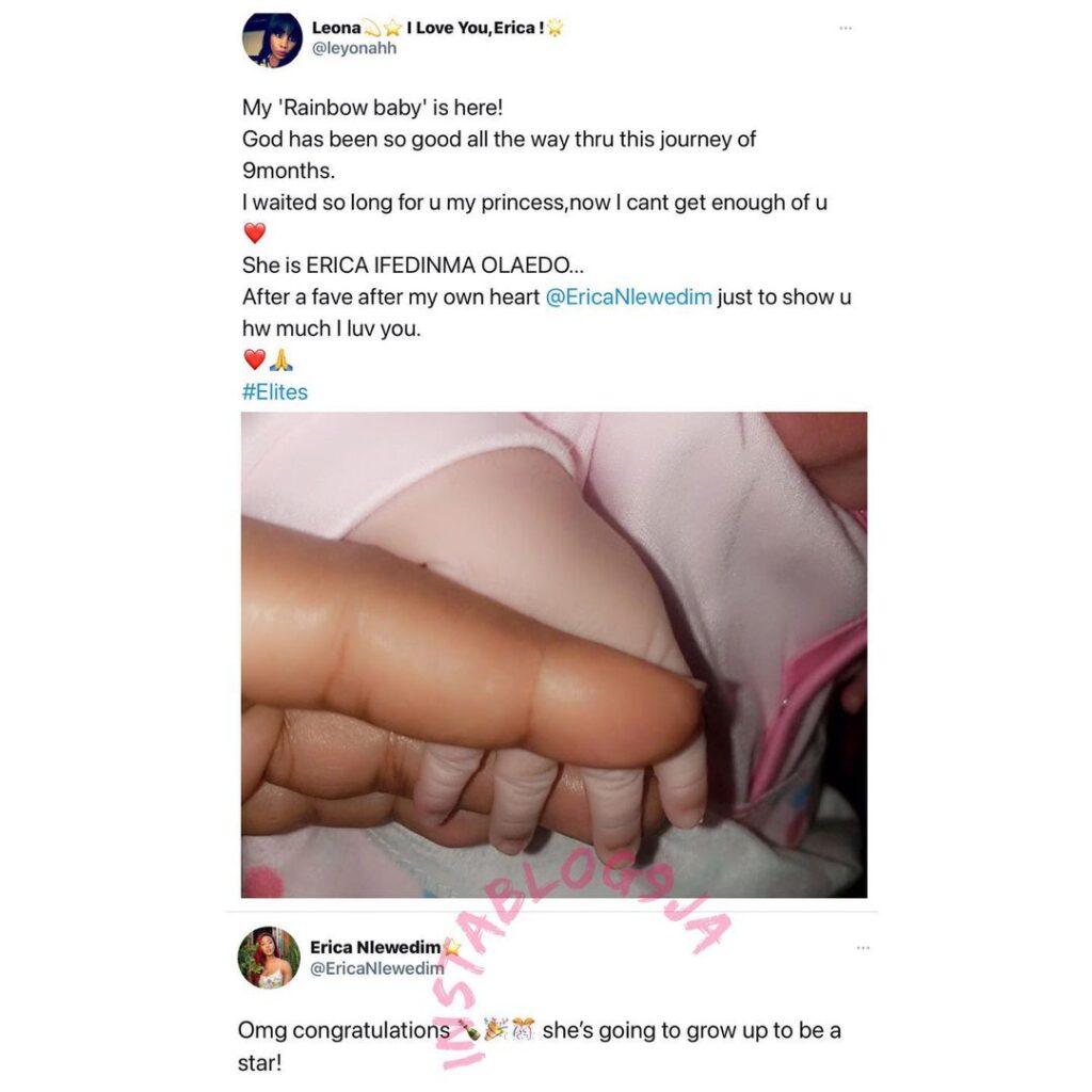 Fan names her new born daughter after BBNaija’s Erica