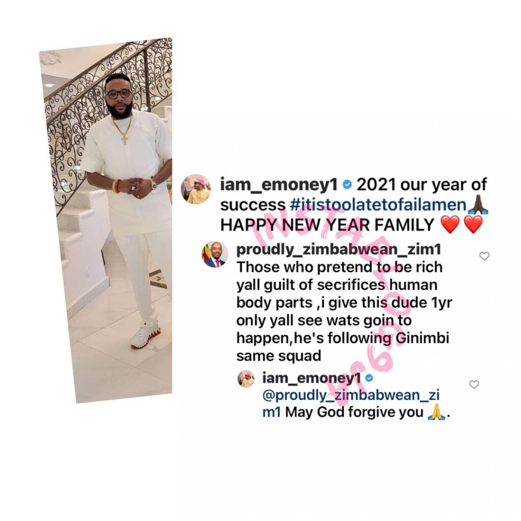 Singer Kcee’s younger brother, Emoney, replies a Zimbabwean questioning his source of wealth