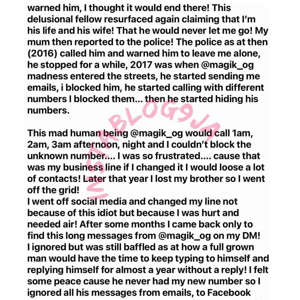 Lady calls out a man who has allegedly being stalking her for 5yrs [Swipe]