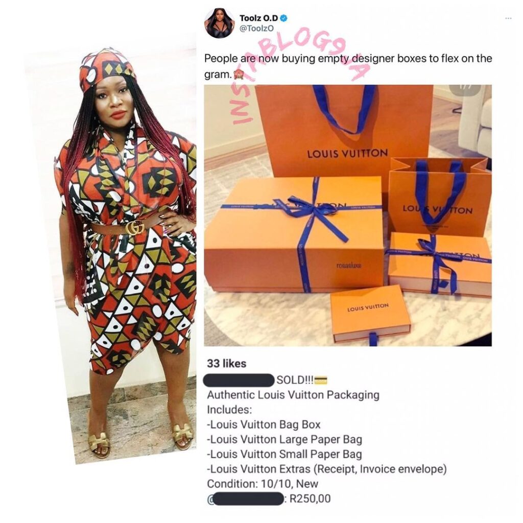 OAP Toolz expresses shock that people buy empty designer boxes to flex on IG