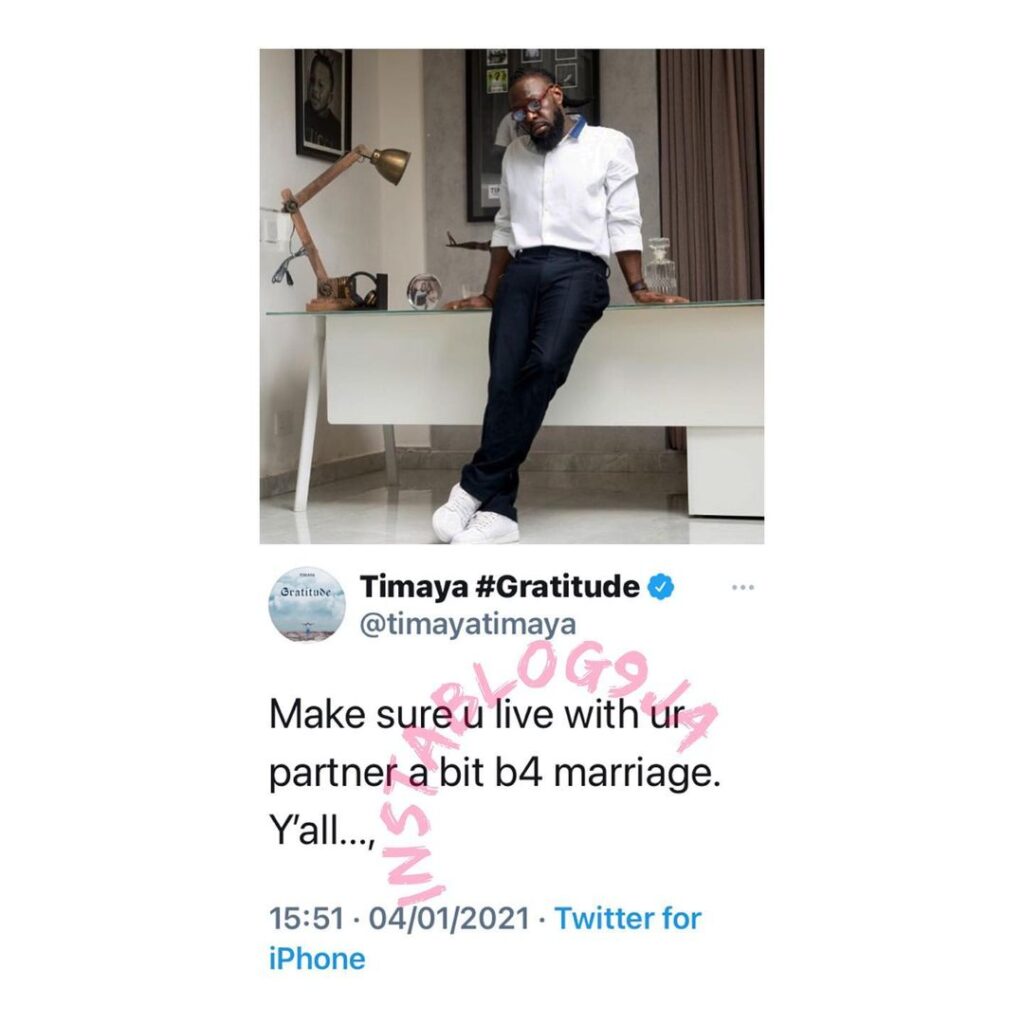Months after welcoming his 4th child with the 3rd woman, singer Timaya emerges a marriage counsellor