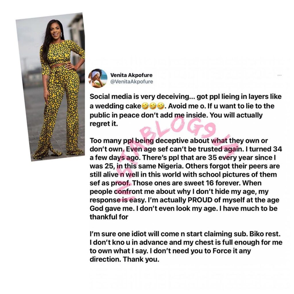 There are too many deceptive people on social media — Reality Star, Venita Akpofure
