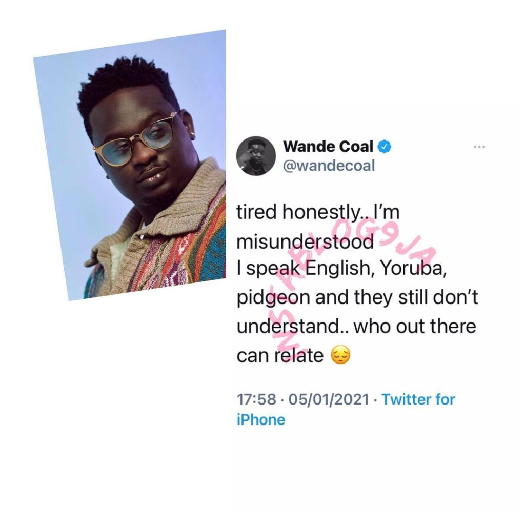 I’m tired of being misunderstood — Singer Wande Coal