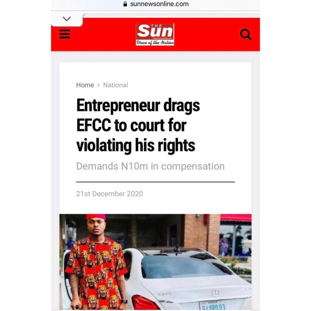 Bitcoinlord drags EFCC Enugu to court, demands 10M naira as compensation [SWIPE]