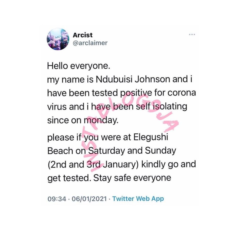 If you were at Elegushi on the January 2nd and 3rd, get tested, I just tested positive for Covid-19 — Beachgoer