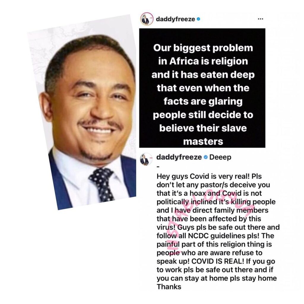 COVID-19: Our biggest problem in Africa is religion — OAP Daddy Freeze