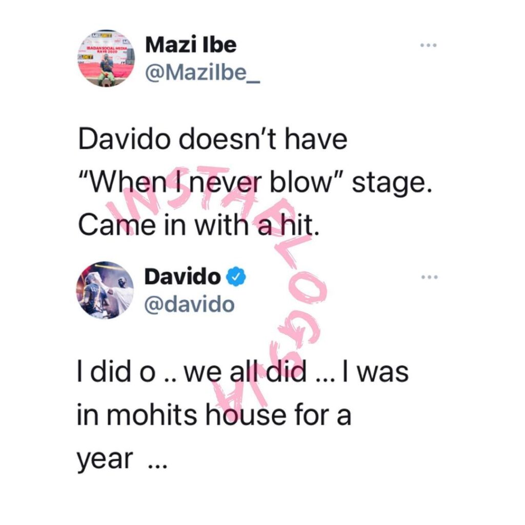 I also have my “when I never blow stage” — Singer Davido