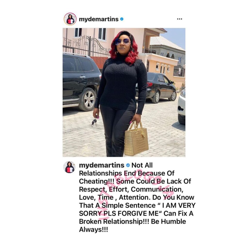 “I’m sorry. Pls forgive me,” can fix a broken relationship — Actress Mide Martins