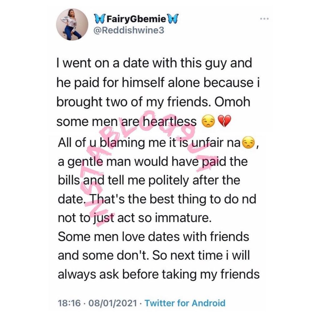 Lady rants bitterly after a date experience