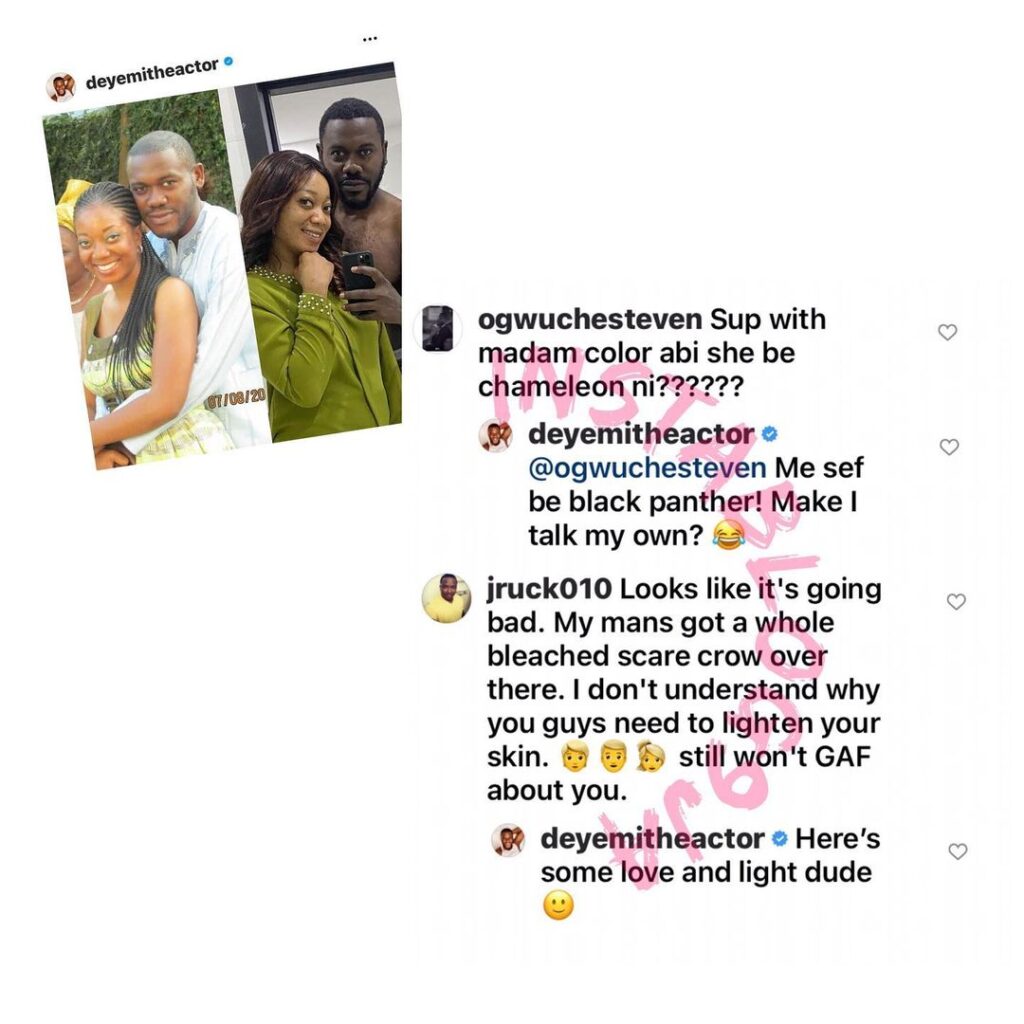 Actor Deyemi Okanlawon responds to trolls over his wife’s glow-up