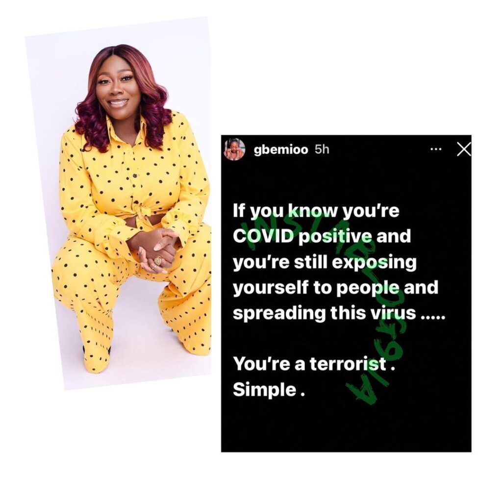 You’re a terrorist if you’re still exposing yourself to people knowing you’re COVID-19 positive – OAP Gbemi